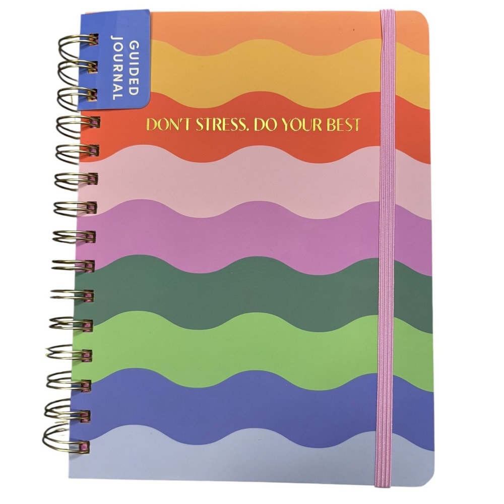 Spritz Guided Journal Rainbow Wave Gold Wire Bound Planner Note Pad 8 x‎ 6 New
